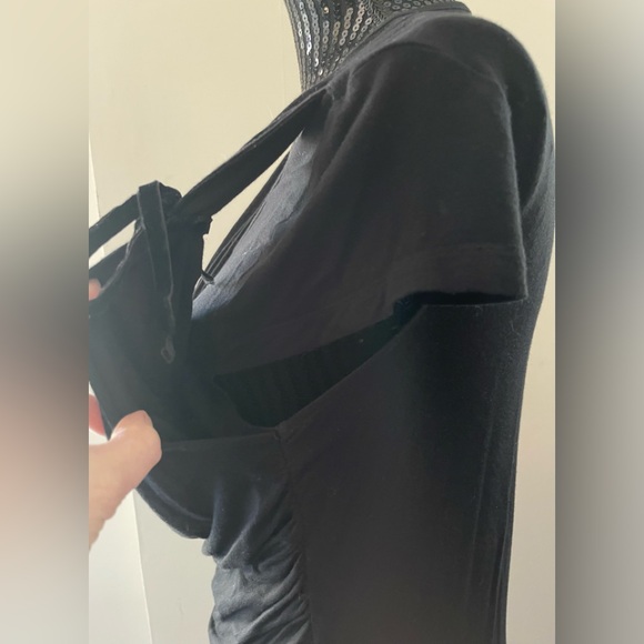 MAC & JAC Black Double Layered Short Sleeve Top Size Large - Picture 3 of 11